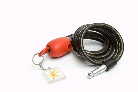 Red padlock isolated on white
