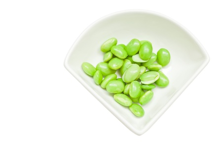 Green soybean seeds isolated on whiteの写真素材