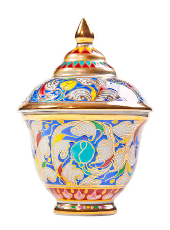 Chinese porcelain bowl isolated on whiteの写真素材