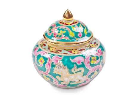 Chinese porcelain bowl isolated on whiteの写真素材