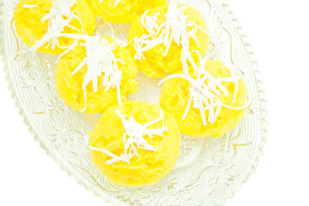 Thai dessert top with coconut sliceの写真素材