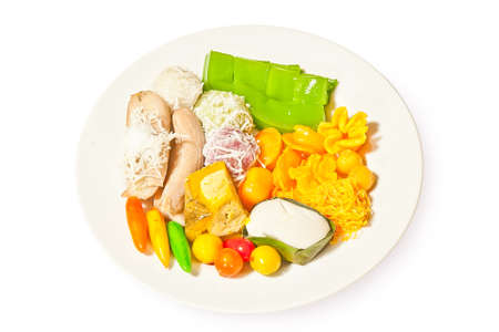 Thai dessert on white dishの写真素材