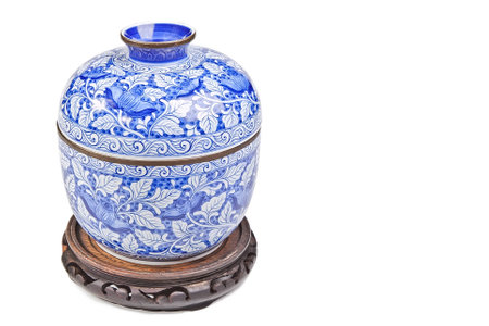 Chinese porcelain isolated on whiteの写真素材