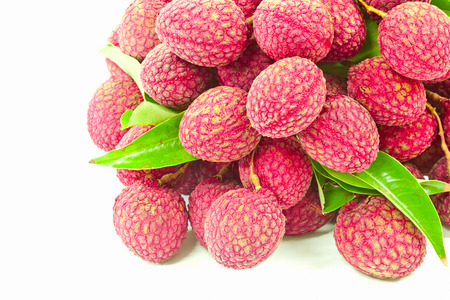 Thai fruits name Lychee isolated on whiteの写真素材
