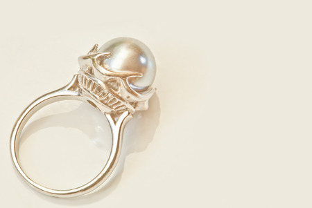 Pearl ring isolated on whiteの写真素材