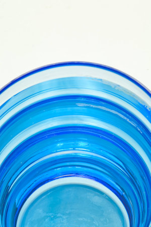 Blue water glassの写真素材
