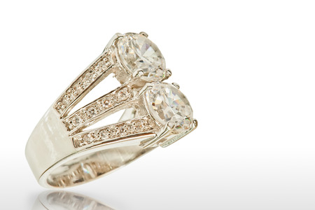 Diamond ring isolated on whiteの写真素材