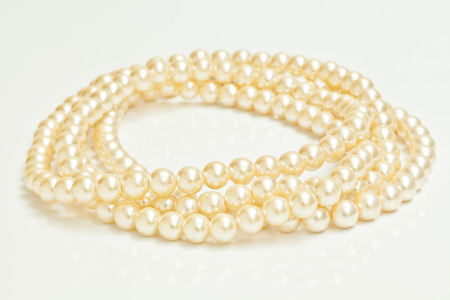 Pearl necklace isolated on whiteの写真素材