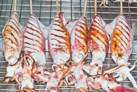 Grilled squid for foods backgroundの写真素材