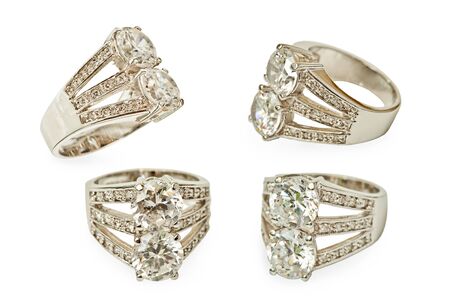 Diamond rings isolated on whiteの写真素材