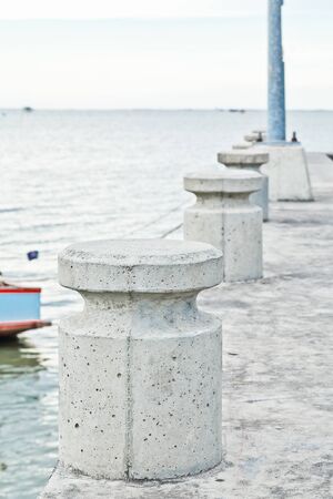 Cement columns on the coastの写真素材