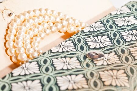 Pearl necklace in the walletの写真素材