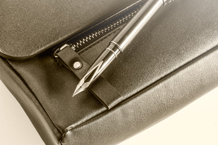 Fountain pen and Men's leather bag