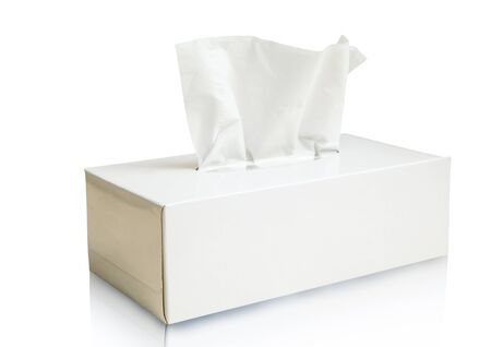 Tissue box mock up white tissue box blank label and no text for packagingの写真素材