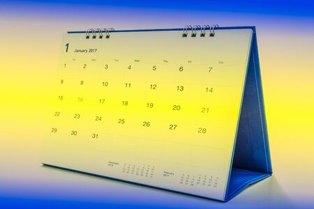 Calendar 2017 isolated on blue and yellowの写真素材