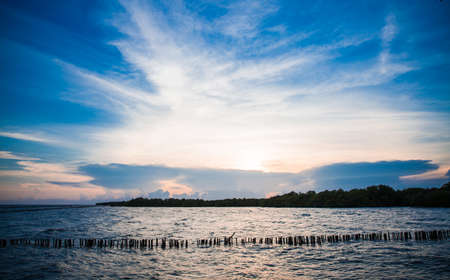 Sunset at Bang Khun Thian sea Bangkok Thailand