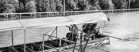 The long tail boat at Bang Khun Thian sea, Bangkok Thailandの写真素材