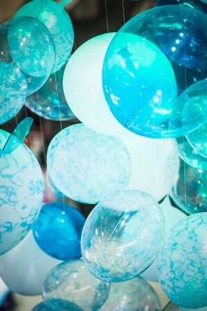 Blue and white  balloons backgroundの写真素材