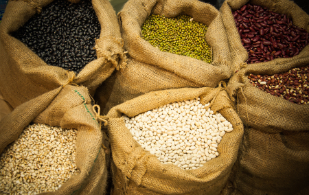 Bags with cereal grains (seeds)の写真素材