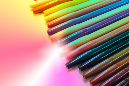 Colorful magic pens, Multicolored Pens draw lineの写真素材