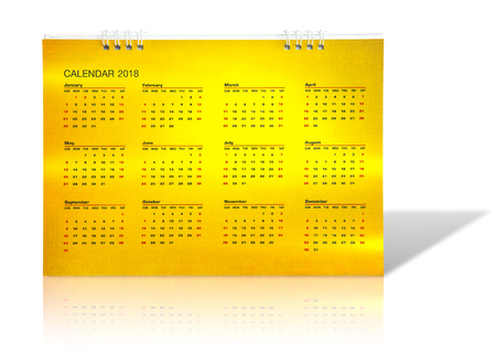 Gold calendar 2018 isolated on whiteの写真素材