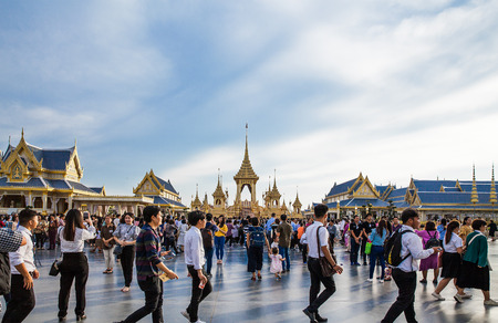 People who visit in Royal Crematorium for the Royal Cremation of His Majesty King Bhumibol Adulyadej Bangkok Thailandのeditorial素材