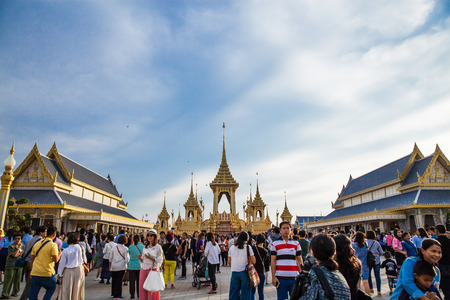 People who visit in Royal Crematorium for the Royal Cremation of His Majesty King Bhumibol Adulyadej Bangkok Thailandのeditorial素材