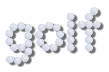 Golf ball isolated on whiteの写真素材