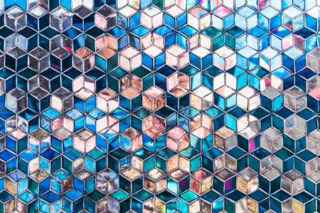 Blue mosaic mirror pattern, Art backgroundsの写真素材