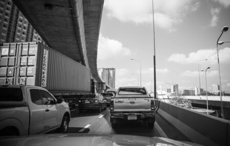 Traffic on the expressway at Kalpapruek road Bangkok Thailand, March 17, 2018のeditorial素材