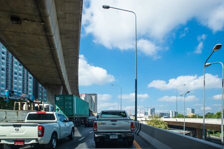 Traffic on the expressway at Kalpapruek road Bangkok Thailand, March 17, 2018のeditorial素材