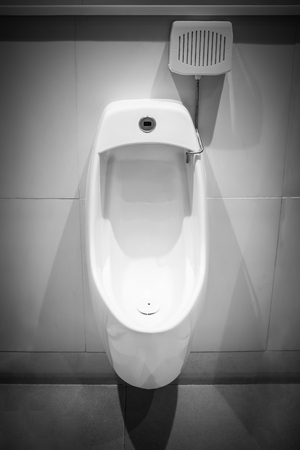White porcelain urinals in clean, Public toiletsの写真素材