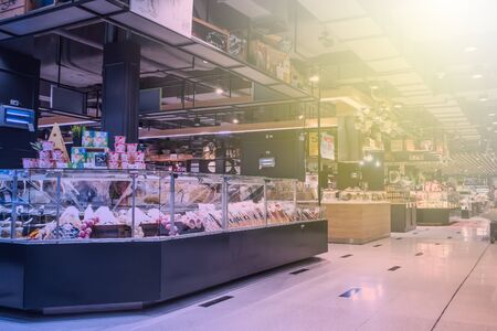 The interior of Supermarket at Department Store Bangna-Trad road Bangkok Thailand, October 23, 2018のeditorial素材