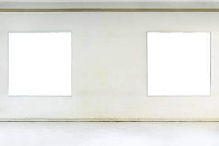 Empty white canvas on the wall, Backgroundsの写真素材