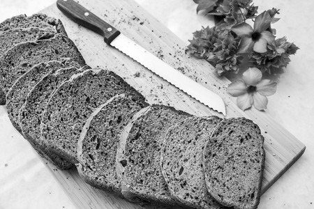 Healthy whole wheat bread and flowers, Backgrounds