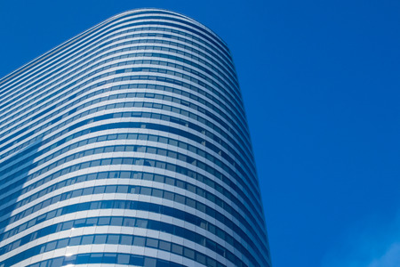 Skyscraper and clear blue skies at Sathorn road, Bangkok, Thailand, November 17, 2018