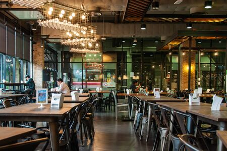 Food court interior in Suan Plern Shopping Mall, There are a lot of cafes and restaurants at Rama 4 road Klong Toey Bangkok Thailand,  December 29, 2000のeditorial素材