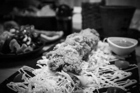 Fried chicken Japanese style in Japanese restaurantsの写真素材