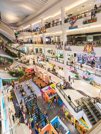 Central Department Store interior with people walking and shopping at Bangna-Trad road Bangna Bangkok Thailand, April 12, 2019のeditorial素材