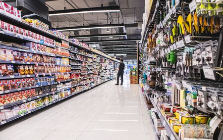 Kitchen equipment and products on shelf in Central Bangna Shopping Mall at Bangna-Trad road Bangkok Thailand, April 12, 2019のeditorial素材