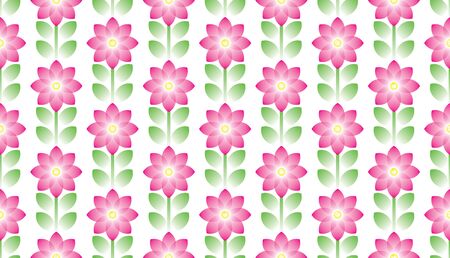 Pink flower and green leaves pattern, Backgroundsのイラスト素材