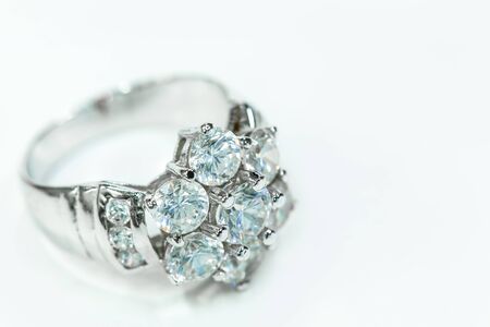 Diamond ring isolated on whiteの写真素材