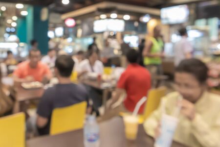 Blurred, People eating and drinking in food center of Department store, backgroundsの写真素材