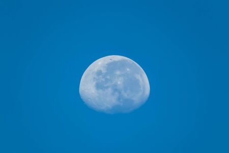 The morning moon in the clear blue sky backgroundsの素材 [FY310132449558]