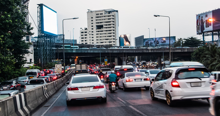 Rush hour - Traffic jam in Bangkok Thailand, Backgroundsのeditorial素材