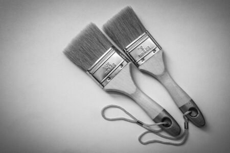 Two paint brushes, Views isolated on white, Backgroundsの写真素材