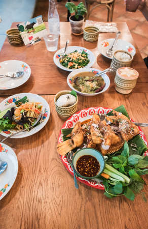 Northern Thai style food restaurant in True Digital Park Community Mall, Bangkok, Thailandの写真素材