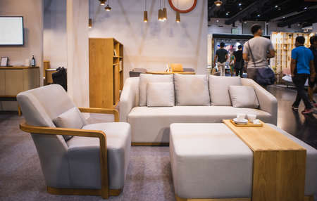 Display living room sofa set in Home and Garden Exhibition 2020 Show at BITEC Bangna, Bangna-Trad road Bangna Bangkok Thailand, August 13, 2020のeditorial素材