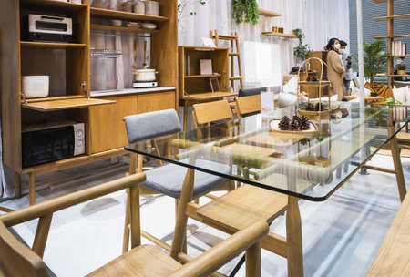 Displaying the dining table in the kitchen in Home and Garden Exhibition 2020 Show at BITEC Bangna,...