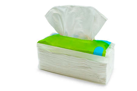 Tissue paper wrapped in plastic, Empty labels and no text for packaging